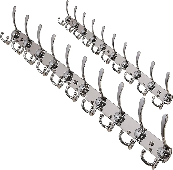 Dseap Coat Rack Wall Mount - 38” Long 10-Tri-Hooks Heavy Duty Coat Hanger Rail Wall Hooks for Hanging Coats Hats Clothing Clo
