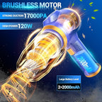 Car Vacuum Portable Cordless 17000Pa Cordless Mini Handheld Vacuums with LCD Display and Multi-Nozzles, High Power Wet and Dr