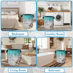 Sea Beach Starfish Laundry Basket Collapsible Laundry Hamper, Oxford Cloth Storage Bin for Room/Bathroom/Bedroom/Dormitories 
