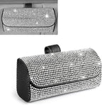 WZP Bling Sunglasses Holder for Car Sun Visor, Rhinestone Leather Eyeglasses Car Visor Clip Storage Glasses Organizer Case, Universal Vehicle Glasses Protective Storage Box for SUV Sedan Van (White)