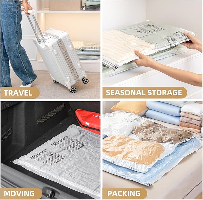 TAILI 12 Pack Vacuum Storage Bags, Jumbo Vacuum Seal Bags for Clothing (40x31 Inch), Space Saver for Bulky Comforter Blankets