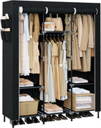 CASAMAYA Portable Closet, 51.2 Inch Large Capacity Wardrobe Closet with Cover, Clothes Storage Organizer with Shelves and 3 H