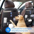 Back Seat Protector 2 Pack Fit For Toyota Grand Highlander Car Kick Mats with Cup & Tissue Storage Organizer Pockets Waterproof Dirt Proof Faux Leather Auto Accessories For Kids(1 Pair Black)