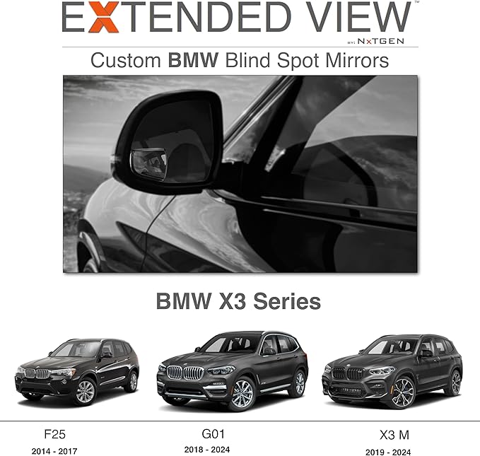 Blind Spot Mirrors- Compatible with 14-24 BMW X3 Extended View - 2 Piece Set (Left & Right)
