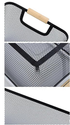 AJIODA Metal Mesh Steel Basket, Medium Wire Storage Organizer Basket Multi-function Hanging Kitchen Basket with Wood Handle f