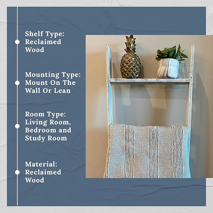BARNWOODUSA Throw Blanket Ladder – Fully Assembled Reclaimed Wood – Rustic Decorative Ladder for Towels, Quilts, & More – Per