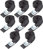 Cartman 1" x 15'Lashing Straps with Adjustable Cam Buckle Cargo Tie Down with Protective Pad, 8 Pack, Black