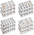 Junkin 12 Pcs Jewelry Tray Velvet Stackable Jewelry Organizer Trays Divided Earring Accessories Storage Containers Box (Rose 