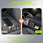 2-in-1 Steering Wheel Desk & Seat Gap Organizer, Portable Steering Wheel Tray with Cup Holder & Pad Slot, Car Food Table for Laptop Eating Working, Multipurpose Road Trip Accessories