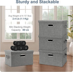 Graciadeco Medium 15" 21 Quart Collapsible Stackable Storage Bins with Lids, 5 Packs Grey Foldable Fabric Closet Boxes Heavy-