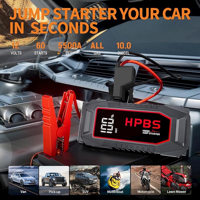 Car Battery Jump Starter, 5500A Peak Jump Starter Battery Pack for Up to All Gas and 10L Diesel Engines, 12V Portable Jump