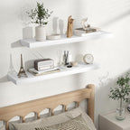Fun Memories Rustic Floating Wall Shelves, Wall Mounted Wood Storage & Display Shelves for Bathroom, Bedroom, Living Room or 