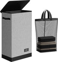 SOLEDI Slim Laundry Hamper with Lid, Narrow Laundry Basket with Removable Bags, Dirty Clothes Hamper with handle, Small Hampe