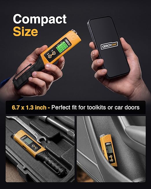 2-in-1 Digital Tire Pressure Gauge with Magnetic LED Work Light, USB Rechargeable, Lab Tested Air Gauge, 150 PSI
