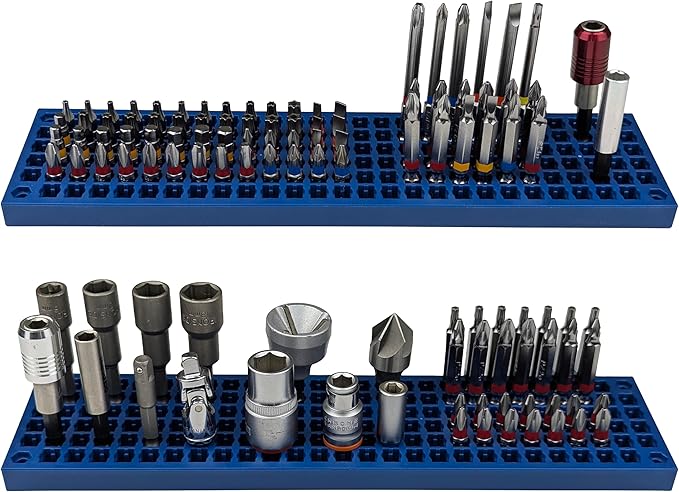 FREE ZONE Bit Organizer Set (Blue) – 158-Hole Bit Storage – 1/4" Hex Bits & Drive Bits Adapter Storage – Toolbox Storage (Too