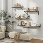 Floating Shelves, 24W x 12D Wall Shelves Set of 2, 12 Inch Deep Rustic Wood Wall Storage, Heavy Duty Metal Brackets, Large In