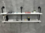 Industrial Pipe Shelving Rustic White Pipe Wall Shelves Industrial Shelves with Wood Planks Floating Shelves 60 Inch Farmhous