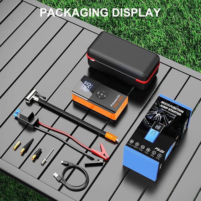 Jump Starter with Air Compressor, 4000A 180PSI, Portable Car Battery Jump Starter (All Gas/12L Diesel) 12V Automobile Jump