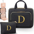 Gifts for Women, Initial Toiletry Makeup Bag Hanging Cosmetic Organizer with Embroidery Letter Personalized Nurse Teacher App