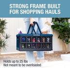 CleverMade Eco Collapsible Shopping Basket with Handles, 24L Ocean, 3 Pack