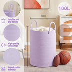 Artfeel Laundry Basket,Woven Cotton Rope Laundry Hamper,100L for Decorative Storage of Dirty Clothes,Toys and Blankets in Bat