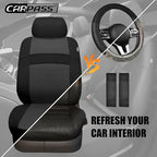 CAR PASS Universal 13PCS 3D Air Mesh Car Seat Covers -100% Breathable Seat Covers Full Sets Steering Wheel and Belt Cover Airbag and Rear Split Bench Compatible for Automotive SUV Truck (Pure Black)