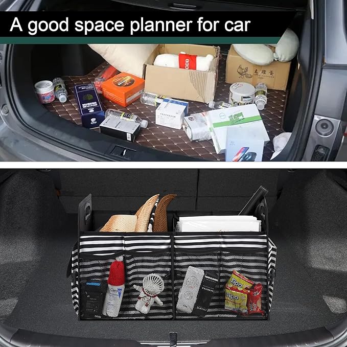 Femuar Car Trunk Organizer,Car Storage Organizer with 72L Large Capacity Waterproof Collapsible and 11 Pockets,Trunk Organizer for Car