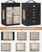 AKOZLIN Jewelry Box 6-Tier Organizer Functional 360° Rotating Jewelry Storage Case for Women Girls Ring Necklace Earring Brac