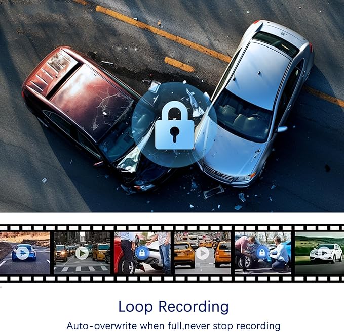 Dash Cam Front and Inside, 1296P Dual DashCams for Car, 3.16 Inch IPS Screen Driving Recorder with IR Night Vision, Loop Reco