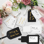 Sweetude 48 Sets Leather Luggage Tag Bulk and So The Adventure Begins Luggage Tags with Name Card for Wedding Bridal Shower B