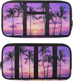 Car Sun Visor Organizer Sunset Palm Tree Car Sun Visor Storage Bag with Big Zipper Pocket Cars Accessories Easy Installation Suitable for Cars SUV
