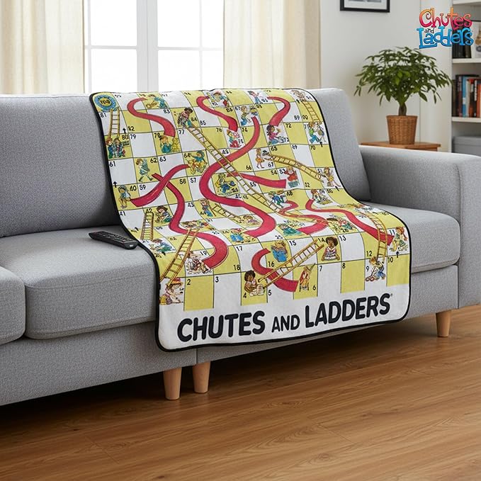 Chutes & Ladders Blanket | Chutes & Ladders Game Board | Giant Chutes and Ladders Throw Blanket Board Game | 60" X 60" | Offi