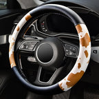 Cow Print Car Steering Wheel Covers, Breathable Microfiber Leather for Women and Men, Universal 15 inch Anti-Slip Steering Wh
