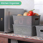 Plastic Storage Baskets with Lid-Plastic Storage Containers Stackable Storage bins: Storage Baskets for Organizing Shelves Dr