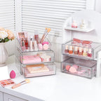 Vtopmart 5 Tier Clear Makeup Organizer with Drawer, Cosmetic Storage for Dresser Countertop and Bathroom Vanity, Beauty Holde