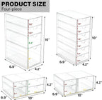 Prsildan Acrylic Drawer Organizer with 17 Drawers, Craft Office Desk Makeup Organizers Accessories, Set of 4 Clear Stackable 