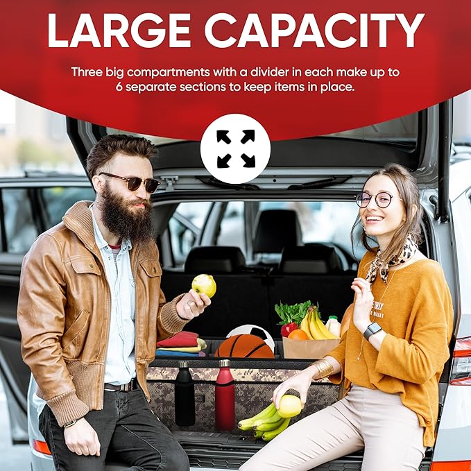 FORTEM Trunk Organizer with Cooler For SUV Car Trunk, Foldable Storage, Car Accessories for Women Men, Collapsible Bag, Perfect