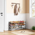 Tajsoon Expandable Shoe Rack for Closet 3 Tier, 28“-41“Adjustable & Stackable Shoe Shelf Storage, Metal Shoe Rack Organizer f