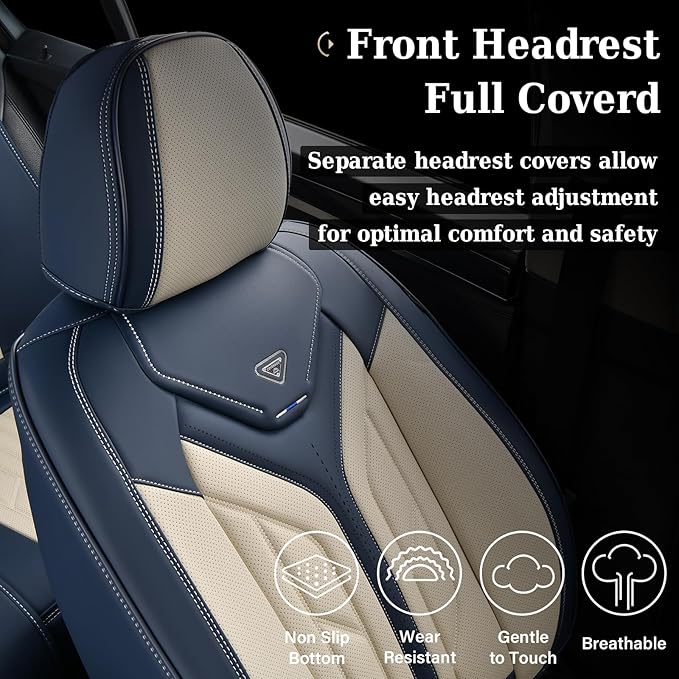 Coverado Car Seat Covers Full Set, Leather Seat Covers for Cars, Automotive Seat Covers Car Seat Protectors Car Accessories U