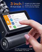 ROVE R3 Dash Cam Front and Rear with Cabin, 3” IPS Touch Screen, 3 Channel Dash Cam 1440P+1080P+1080P, IR Night Vision, 5GHz 