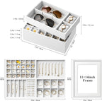 Velvet Jewelry Drawer Organizer Trays – Large White Stackable Jewelry Storage Inserts Set, 4-Layer Jewelry Tray Set for Earri
