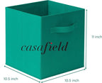 Casafield Set of 6 Collapsible Fabric Cube Storage Bins, Teal - 11" Foldable Cloth Baskets for Shelves, Cubby Organizers & Mo