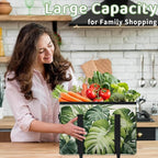 Reusable Grocery Bags Heavy Duty Shopping Bags Foldable Large Tote Bags with Long Handles & Hard Bottom
