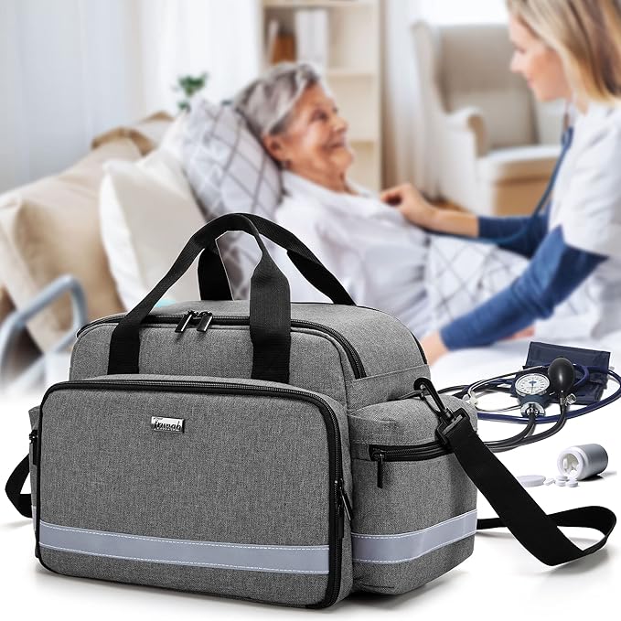 Trunab Home Health Nurse Bag Medical Bag Organizer with Handle and Shoulder Strap for Home Visit, Travel, Nursing Student