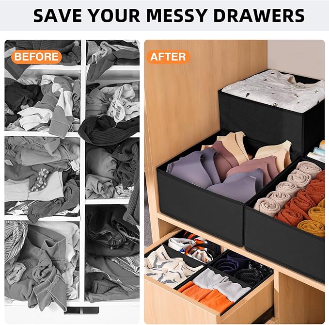 Criusia Closet Drawer Organizer Clothes, 15 Pack Dresser Organizer for Baby Clothes, Fabric Drawer Dividers for Nursery Bedro