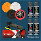 Chemical Guys TORQX Random Orbital Polisher, Pads, Polishes, and Compounds Kit - Car Polishing Kit Safe for Trucks, SUVs, Motorcycles, and More, 700W Motor, 8mm Orbit, 9-Piece Set