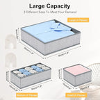DIMJ Drawer Organizers - 12 Pack Foldable Closet & Sock Organizers, Fabric Dresser Drawer Dividers for Clothes, Underwear, Br