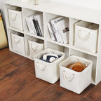 11 x 11 Inch Storage Cubes, 6 Pack Large Collapsible Fabric Storage Bin with Ropes, Foldable Storage Cubes for Home, Office,C