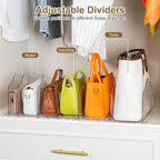 AENTGIU Purse Organizer for Closet, 2 Pack Adjustable Shelf Dividers for Handbag Storage, Transparent Handbag and Purse Stora