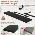 40 Inch Floating Shelves for Wall Set of 2, 8"D Wood Grain Bathroom Shelves with Invisible Brackets, Easy Install Engineered 